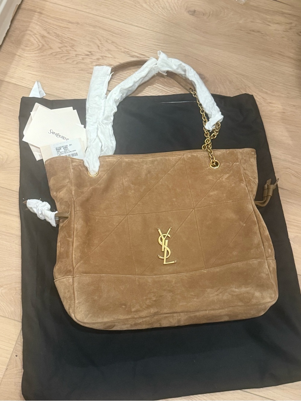 Authentic Saint Laurent Women's Jamie Suede Drawstring Tote Bag - Picture 5 of 15